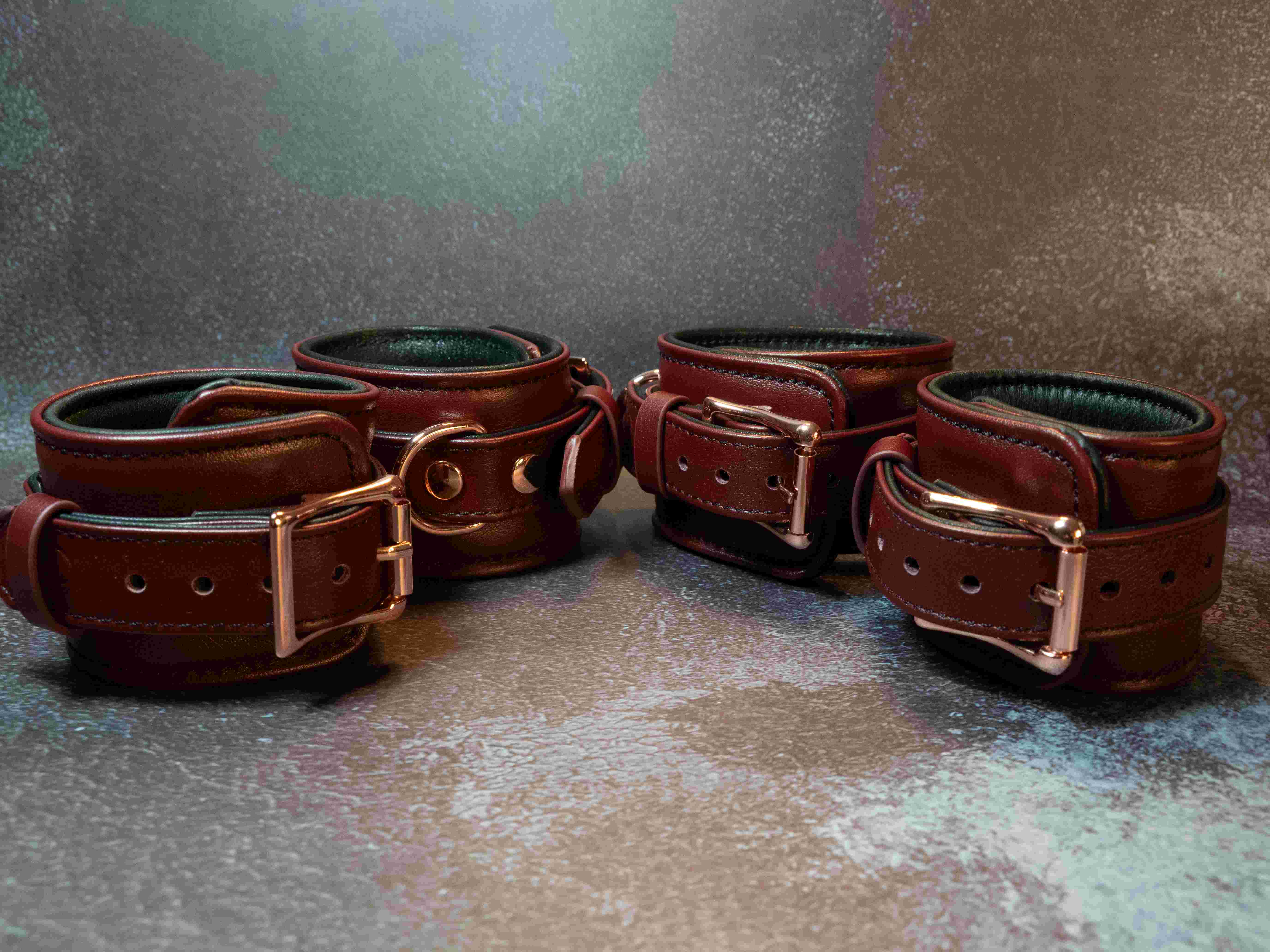 Wrist and ankle cuffs in Wine Red